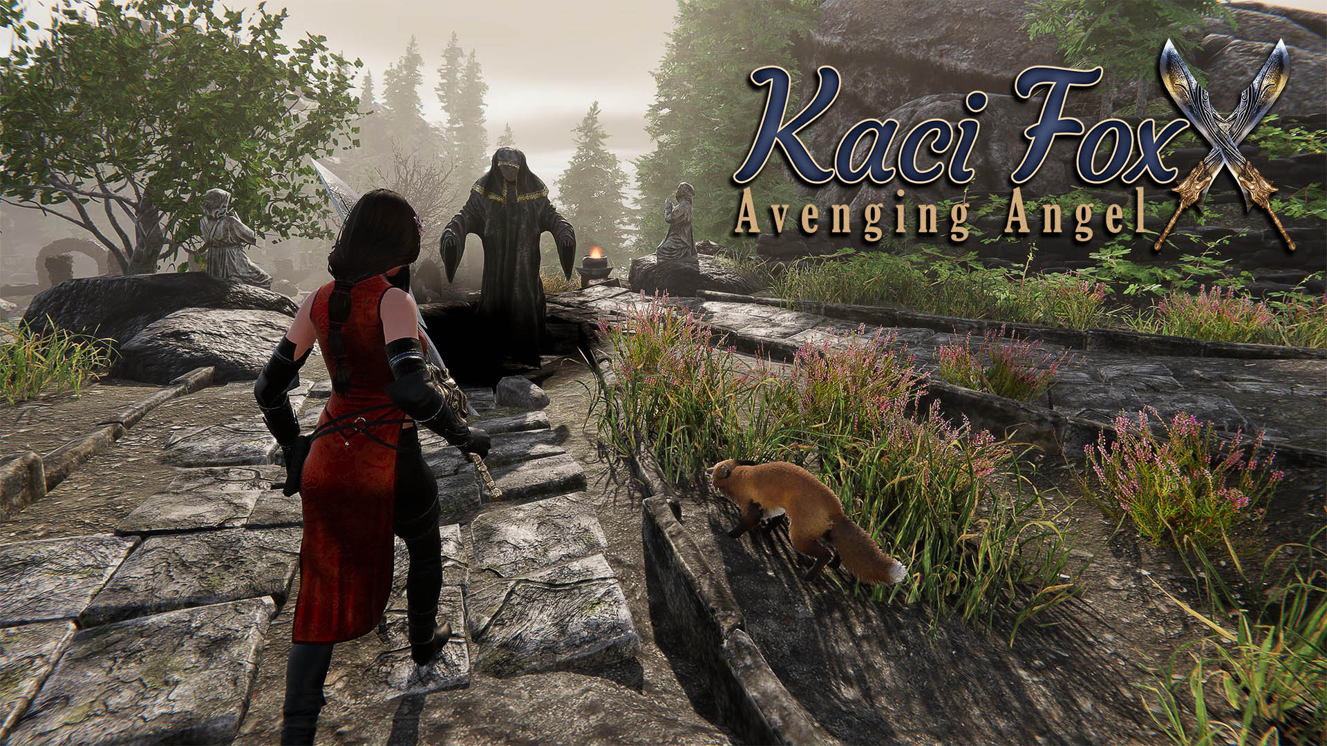 Kaci Foxx Avenging Angel. Action-RPG with a dark emotional story theme. Lots of Ninja action, swords, and magic. Maybe some guns too!
